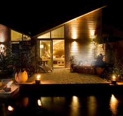 Outdoor cedarwood hot tub at Gilpin Lodge, a luxury hotel in the Lake District